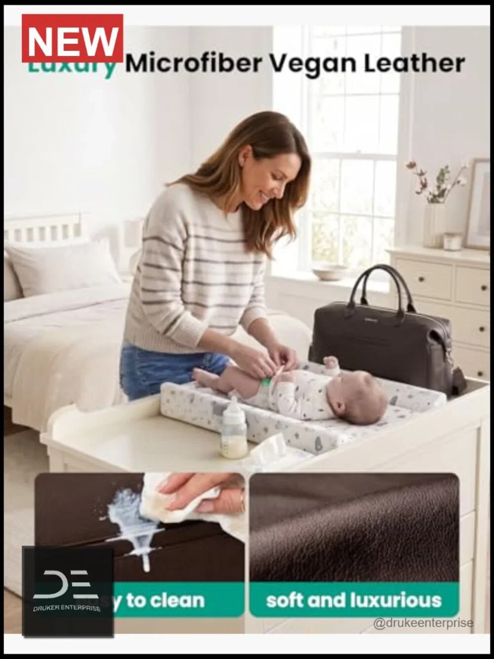 Convertible Tote to Backpack Diaper Bag - Microfiber Vegan Leather Hospital Bag